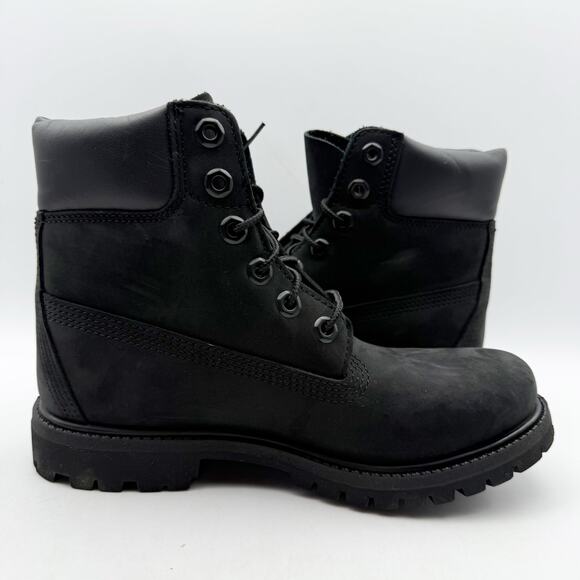 Timberland Premium Womens 6" Ankle Boots US 6.5 Black Nubuck Leather WP NIB - Picture 4 of 13